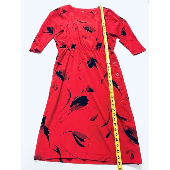 On The Rocks Vintage Red Black Graphic Print‎ 80s Secretary Dress Womens 7 8 - Picture 10 of 13